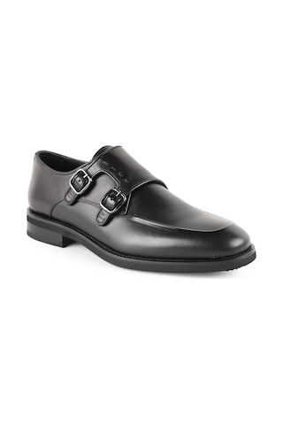 Libero Erkek Klasik Ayakkabı Hakiki Deri Çift Tokalı Double Monk Strap Hafif Esnek Eva Taban Takım Elbise L5726 Siyah