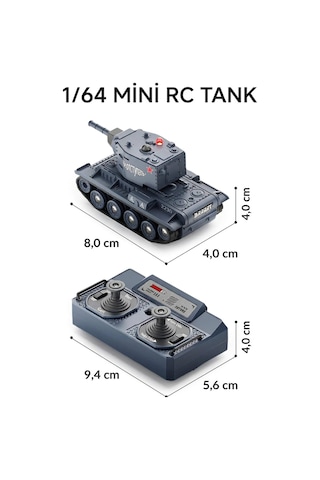 1:64 Rc Mini Tank Seti - Kızılötesi Savaş Özellikli 2'li Sesli Ve Işıklı Uzaktan Kumandalı Tank
