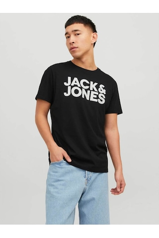 Jack & Jones Jjecorp Logo Tee S Siyah - Beyaz Erkek T-shirt 12151955 Siyah - Beyaz