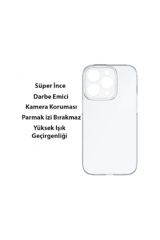 More TR Baseus Simple Case iPhone 14 Pro 6.1 Kamera Korumalı İnce Silikon Şeffaf Kılıf