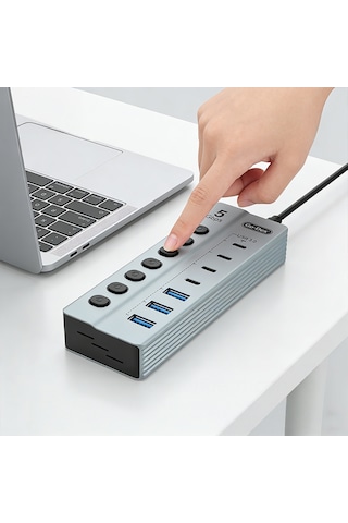 Go Des Gd-9212 7 İn 1 Çoklu Type-c Ve Usb Hub Çoğaltıcı Gri