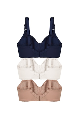Cottonill Bra - Novia Büyük Beden Micro Balenli Minimizer Ayarlanabilir Askılı Kadın Sütyen 3'lü Paket Çok Renkli