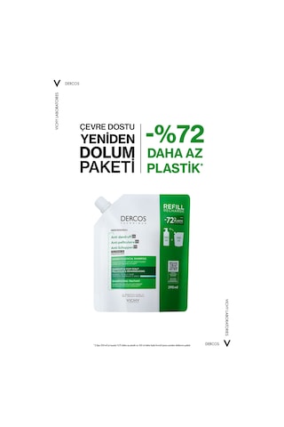 Dercos Normal/yağlı Saçlar İçin Kepek Karşıtı Saç Bakım Şampuanı Yeniden Dolum Paketi 390 Ml Normal