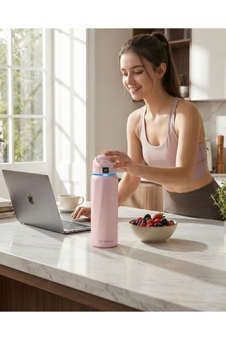 Waterh Boost Akıllı Termos Hidrasyon Takibi Yapan, Yalıtımlı 0,71l / 24oz Akıllı Şişe Açık Pembe