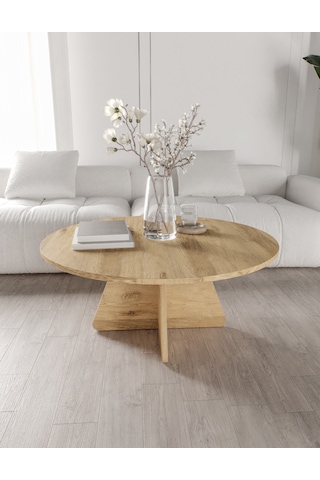 Mush 90cm Orta Sehpa Lefkas Meşe - Tamamı Mdf