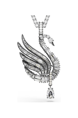5723411 Swan Vienna Pendant And Brooch, Swan, White, Ruthenium Plated Çok Renkli