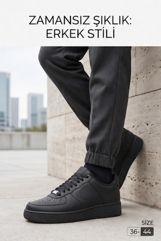Aeterna Premium Unisex Sneaker - Dayanıklı Taban Rahat Siyah Ayakkabı