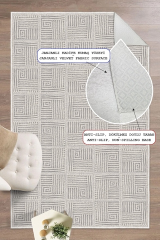 Modern Dijital Baskılı Halı Makinede Yıkanabilir Kaymaz Taban Oturma Odası Salon Ve Yolluk Halı gri