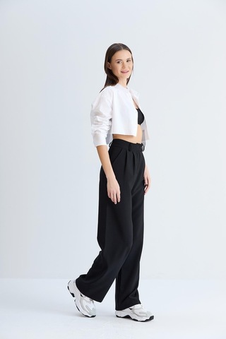 Sortie Collection Rahat Kesim Klasik Model Kumaş Pantolon Siyah-siyah Siyah