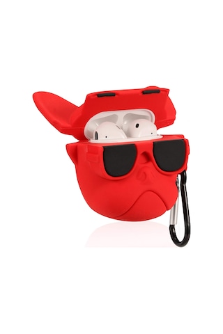 Bipower Airpods 1-2 Kılıf Bulldog Kırmızı