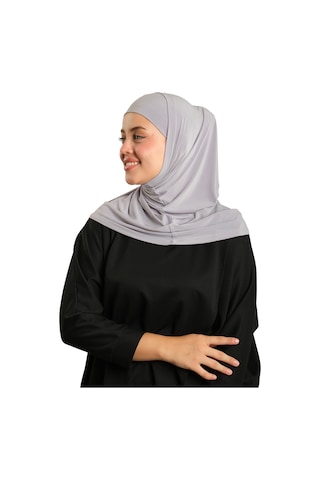 Hürrem Bone Gri Pratik Hazır Geçmeli Boru Boneli İkili Tesettür Eşarp Sandy Düz 2501 15 gri