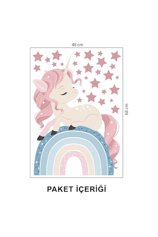 Artikel Unicorn ve Gökkuşağı Çocuk Odası Duvar Sticker 50 x 70 Cm