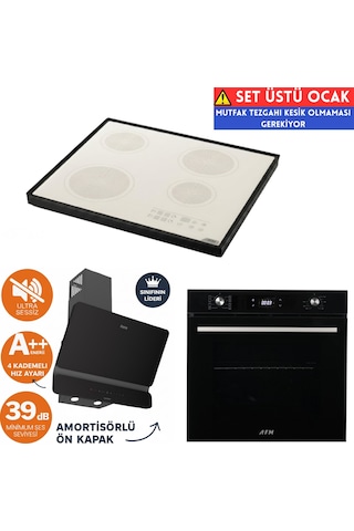 Afm Tech Ve Ferre A5 Sessiz Vitro Elektrikli Siyah D080-SA + FC-07 + FM7700 Ankastre Set