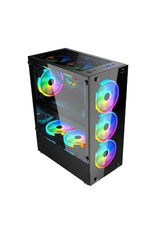 Gameforce GF-8307 Glass 6x120 MM RGB Kontrolcü ve Kumandalı Fanlı Oyuncu Kasası
