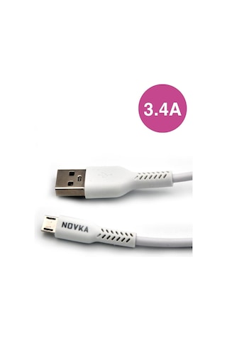 Novka NVK06 Micro & Usb 3.4 A Şarj Ve Data Kablosu 1 M Beyaz