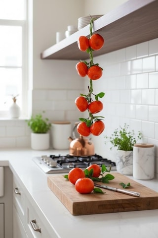 Yapay Mandalina Salkımı Süs 8 Mandalinalı Dekoratif Yapay Meyve Sebze Turuncu