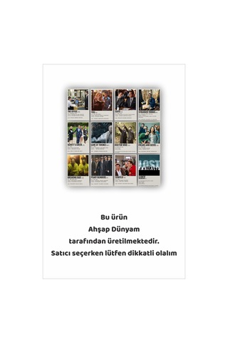 12 Parça Dizi Afiş Görsel Çerçeve Görünümlü Mdf Tablo Duvar Süsü Hediyelik Eşya Diziler Çok Renkli - 670422356 Çok Renkli