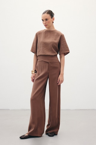 Sateen Kemer Detaylı Modal Pantolon - Kahve-136372 Kahve