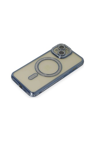 Sptmgldı Newface Apple iPhone Uyumlu 15 Kılıf Joke Simli Magneticsafe Kılıf - Lacivert