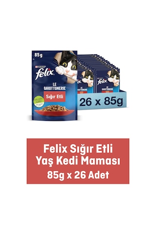 Purina Felix Sığır Etli Yetişkin Kedi Maması 26 x 85 G