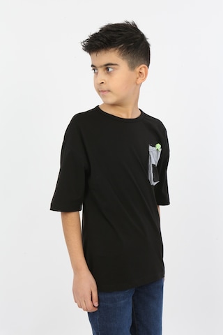 Toontoy Kids Toontoy Erkek Çocuk Göğsü Cepli Tişört Siyah