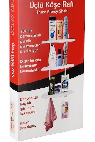 Geseus Banyo Üçlü Köşe Rafı Demonte Plastik -133 Çok Renkli