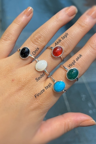 Gümüş 10x8 Mm Firuze Taşlı Yüzük Diğer