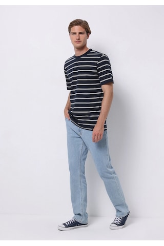 Colin's Colins Comfort Fit Yuvarlak Yaka Çizgili Erkek Lacivert Kısa Kol Tişört Cl1075391 Q1.v1 Nys Navy Striped