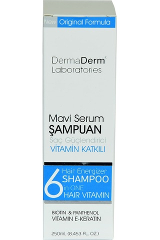 Dermaderm Mavi Serum Şampuanı Saç Güçlendirici Biotin Panthenol Vitamin E-keratin 250 ML