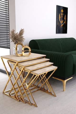 Masal 4'lü Zigon Gold Kaplama Traverten Mdf Mebran