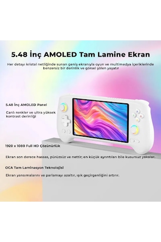 Rg 557 Beyaz 8 Gb Ram 128 Gb Depolama 5.48" Amoled Dokunmatik Ekran El Konsolu - 4nm Dimensity 8300 İşlemci Android 14 Wi-fi 6e Aktif Turbo Fan Soğutma 1080p Type-c Dp Çıkışlı Taşınabilir Konsol