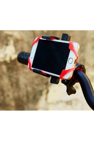 Kenpazar Lastik Destekli Standlı Bisiklet Telefon Tutucu Siyah