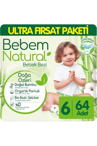 Bebem Natural Bebek Bezi Ultra Fırsat Paketi 6 Numara 64 Adet