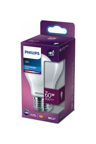 Philips LED Classic Buzlu Filament Ampul 7W 806 Lumen 6500K Beyaz Işık A60 E27 Duy (60W Eşleniği)