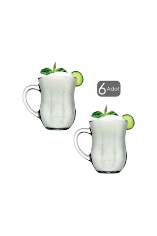 Paşabahçe 55383 Gurme 6 lı Ayran Bardağı - Kulplu Cam Bardak Seti