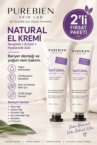 Purebien Skin Lab Natural El Kremi Seramid, Ectoin Ve Hyalüronik Asit İçeren Yoğun Nem Bakımı 50 Ml Diğer 02785743