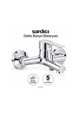 Sardıcı Delta Krom Pirinç Banyo Bataryası Dirsek Rozet Dahil