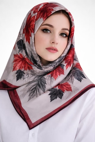 Mono Scarfs Soft Pamuk Eşarp-90 X 90 -06109 Beyaz-bordo