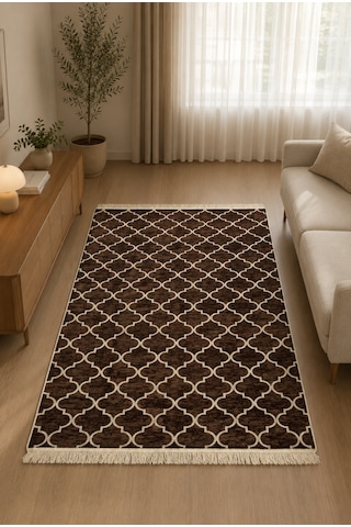 Kilim Paspas Çok Amaçlı Halı Makinede Yıkanabilir Toz Yapmaz Kahverengi 2