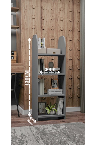 Oval Kitaplık,saksılık,çiçeklik,130 Cm,portatif Minifix Kurulum Antrasit