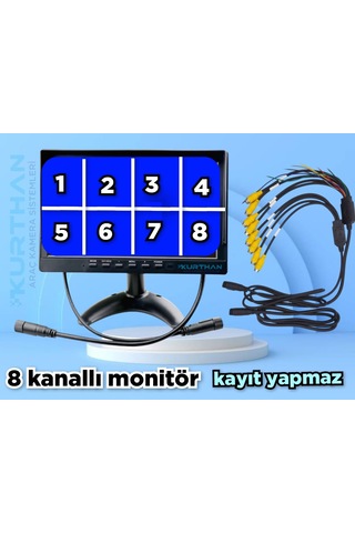 8 Kanallı Hybrid Monitör Kamerasız - 12 24 Volt - Kayıt Yapmaz