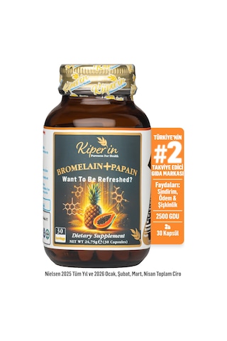Kiperin Bromelain 2500 Gdu & Papain - Doğal Proteolitik Enzim 30kapsül & 700mg Akıllı Gıda Takviyesi
