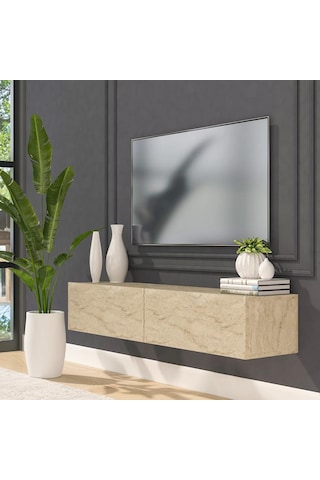 Tv Ünitesi Tv Sehpası Tv Alt Sehpası Traverten Mdf 140 Cm