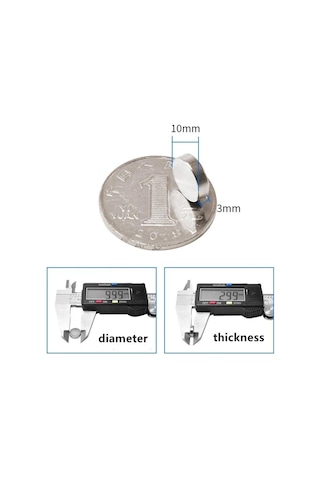10 Adet Yuvarlak, Neodyum Mıknatıs, 10x3 Mm, Süper Güçlü Magnet