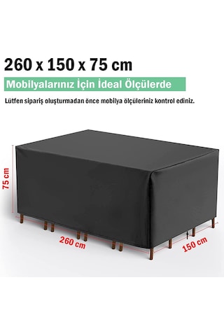 Bahçe Mobilya Koruma Örtüsü Branda 260x150x75 Cm Su Geçirmez