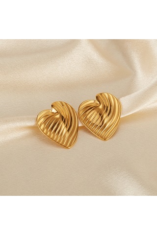 Sones Opk Ge938 1 Çift Basit Paslanmaz Çelik Kalp Fırfırlı Küpe Çok Renkli