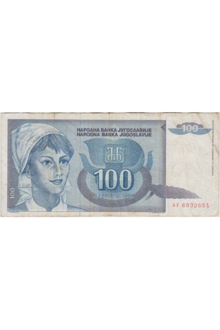 Yugoslavya 100 Dinar 1992 Çok Temiz.