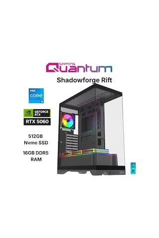 Quantum Gaming Shadowforge RIFT i5-14400F 16 GB 512 GB NVMe SSD SSD 8 GB RTX5060 Free Dos Masaüstü Oyuncu Bilgisayarı