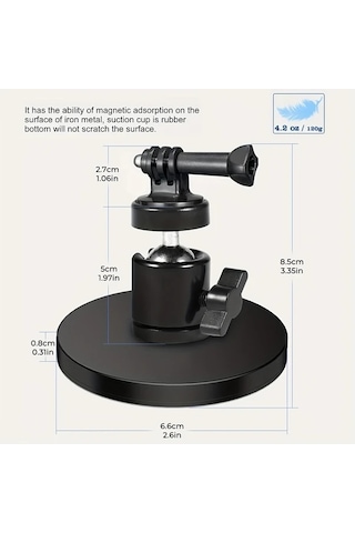 Xuweiwei Sporkamera Gimbal Manyetik Montaj Her Şey Dahil 360 Derece Dönebilen Telefon Tutucu Kamera Bağlantı Aksesuarı -