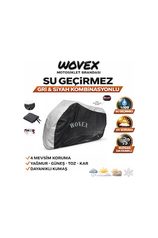 Wovex Victory Cosy Motosiklet Brandası Gri Siyah Kombinasyonlu Arka Çanta Uyumlu Motor Branda